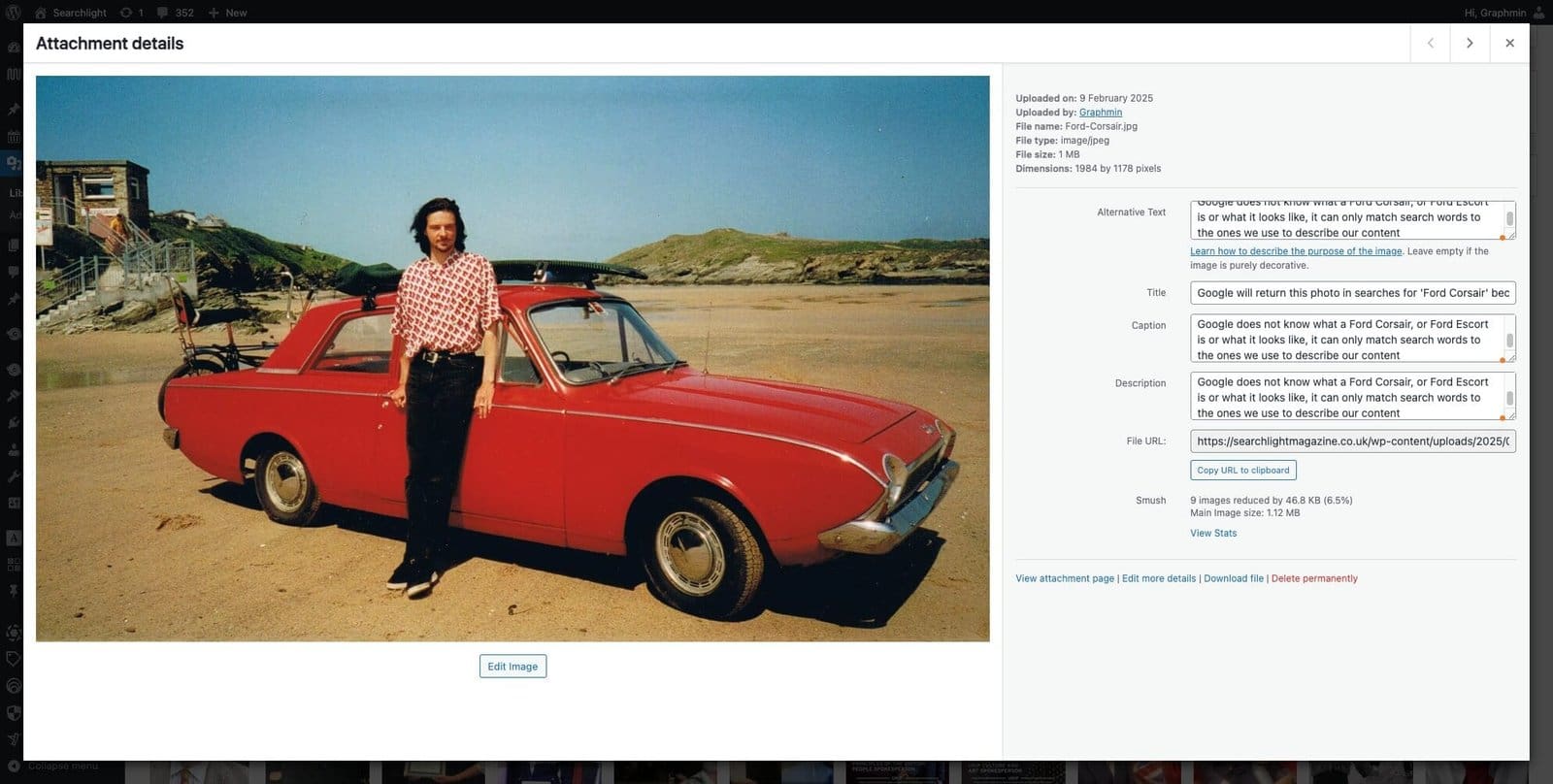 Populate all four of the image metadata fields with your caption
