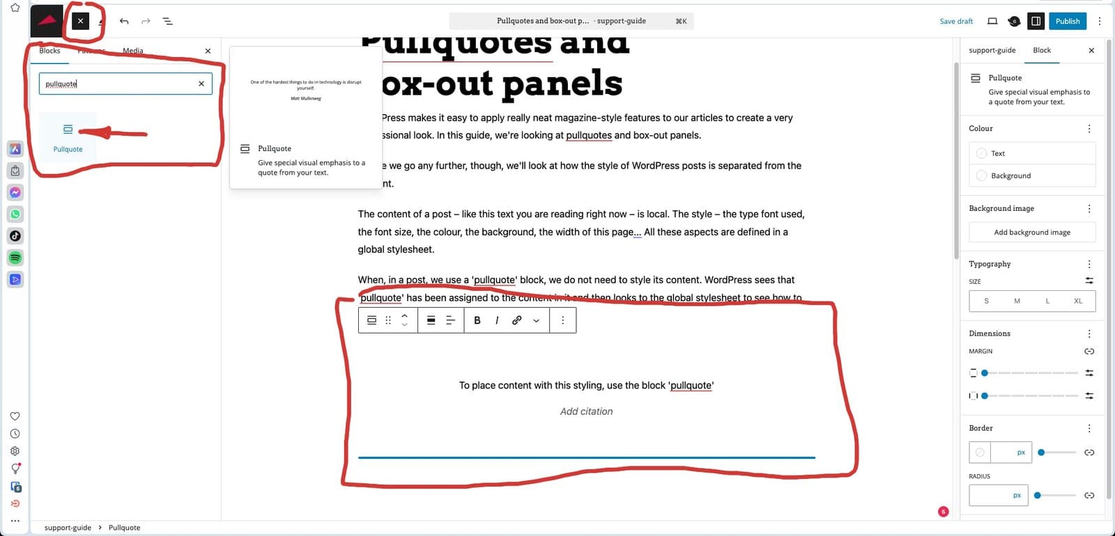 Add the 'pullquote' block from the block library